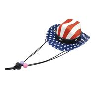 White Navy Pet Headwear Country Print Western Cap with Adjustable Band for Small Animals July 4th Celebration Flag Print Pet Hat