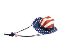 White Navy Pet Headwear Country Print Western Cap with Adjustable Band for Small Animals July 4th Celebration Flag Print Pet Hat