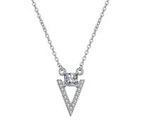 White Necklace Chain for Women, Charm Choker Dainty Necklaces Hollow Triangular with 4 Prong Square Lab Diamond Pendant Necklace for Women White