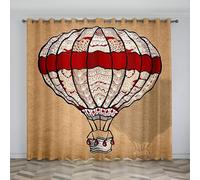 White Net Curtains for Windows Hot Air Balloon Blackout Curtains, 3D Printed Drape Insulated Curtains, 2 Pack with Hooks, Removable and Washable for Bedroom Living Room Kitchen Pavilion
