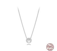 (white) New 925 Sterling Silver Classic Heart Shaped Round Pendant Necklace Fit Original Pandora Beaded Diy Women 's Jewelry Gift