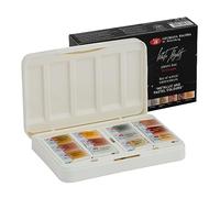 White NIghts Extra Fine Professional Artists Grade Watercolors Set 12 Full Pans Metallic Colors in Plastic Palette by Nevskaya Palitra