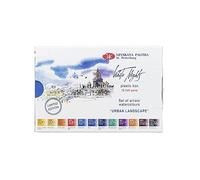 White Nights Russian Artist's Watercolour Paints Set, 12 Colours in Whole Tubs in Plastic Box, High Brilliance and Luminosity, One Size