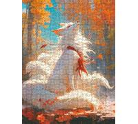 White Nine Tailed Fox Jigsaw Puzzles for Adults 1000, 1000 Piece Jigsaw Puzzles, Classic Educational Jigsaws, Impossible de Assemble Handmade, Challenging Puzzle, Fun Family Activities FNKL0-35