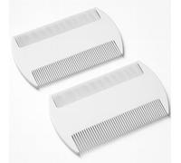 White Nit Comb 2 Pack - Double Sided Lice & Nit Removal, Fine and Standard Teeth, For Wet or Dry Hair, All Hair Types, Suitable for Pets, Home & Travel Use