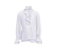 (White(No Belt), 5XL) Men's Medieval Pirate Shirt Vintage Duke Long Sleeve Top