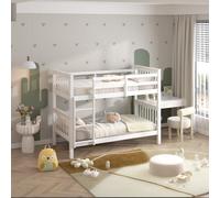 (White, No mattress) Luca Single Wooden Bunk Bed Frames | Optional Mattress