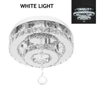 (White(NO Remote Controller)) 24W/48W Chandelier Crystal Stepless Dimming LED Round Ceiling Light Remote Control Fixture Decor AC100-240V