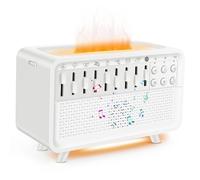 White Noise Machine with Humidifier, 8 Soothing Sounds & Bluetooth Speaker, Adjustable Night Light with Flame Effect, Timer for Sleep Therapy for Relaxation, Office, Home