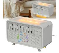 White Noise Night Light Humidifier, White Noise Night Light Humidifier with Sound Machine, with 8 Ambient Sounds & Bluetooth Speaker, Flame Diffuser with Aromatherapy, for Sleeping, Meditation
