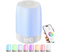 White Noise Sound Machine for Sleep Kids Night Light Bluetooth Music Alarm Clock App Remote Control USB Battery Operated 32 Natural Sounds for Bedroom Nursery Baby Adults Portable Travel Sunset lamp