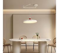 White Nordic Dimmable LED Modern Chandelier, Swing Arm Adjustable Hanging Pendant Light, 3000K-6500K Long Arm Dining Table Lighting Pendant Lamp for Foyer, Kitchen Island, Living Room, Cafe Bar