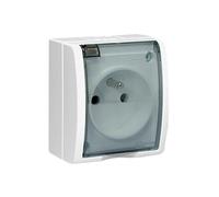 WHITE NT 1X Z/U SOCKET WITH SMOKE FLAP IP54 AQUARIUS AQGZ1/11A