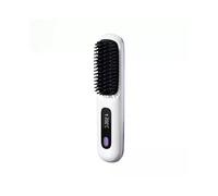 (White) Numoya Portable Straightener Brush-GoBrush PRO, Rechargeable Mini Straightener