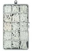 White Nylon Pan Head Cross Recessed Screw Assortment Kit with Nuts | 720-piece white nylon screw kit with M3 and M4 sizes including nuts and washers in a storage box