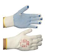 White Nylon PVC Polka Dotted Work Gloves - Extra Large - 10 Pairs
