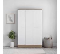White & Oak 3 Door Wardrobe with Shelves Pull Style Metal Handles Soft Close