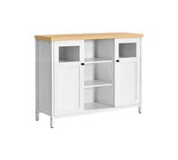 White & Oak Storage Cupboard with Adjustable Shelves