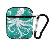 White Octopus Green Earphone Case Cover Compatible with AirPods 1&2 Shockproof Bluetooth Headset Case Black-style