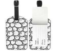 White Olives with Black Outlines Luggage Tags, Pu Leather Mr and Mrs Luggage Tags with Privacy Protection Cover, Tag Suitcase Bags Label Suitcase Identifier, Men Women Accessories, Gifts for Her