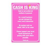 White On Black | Cash Is King | Printed Metal Plaque/Sign (White on Pink)