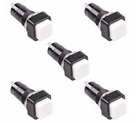 White On-Off Latching Square Push Button Switch 12mm SPST Hobby DIY Auto Electronics (Pack of 5)