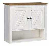 White On-Wall Farmhouse Bathroom Storage Cabinet Wyld and Coco Brown One Size