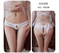 (white, One Size (80-62.5 kg)) Sexy lace panties low waist pure desire to open the crotch free of sexy hot temptation large size