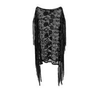(White, One size) Women Beach Dress Flower Pattern Bathing Suit Cover Up Ladies Tassels Beach Cover Up Hollow out Swimsuit Cover Up Black