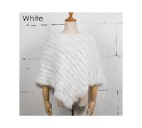 (White, One Size) Women Knit Rabbit Fur Shawl Poncho Cape Robe Tippet Wrap Female Girl Warm Coat Jakcet CK701