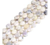 White Opal 10mm Faceted Coin Disc Star of David Jewish Loose Beads DIY Jewelry Making Strand 15"