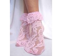 White or Black Lace + Lace Ruffle Top Ladies Ankle Socks Sexy Lingerie P574