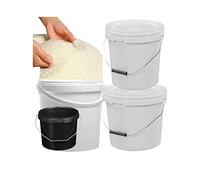 White or Black Plastic Buckets with LIDS and Handles 5 Litre, 10 Litre & 25 Litre, Strong Bucket Tamper Evident Lids Hard Wearing Bucket (3, 5 Litre - WHITE)