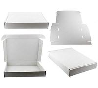 WHITE OR BROWN SHIPPING CARDBOARD BOXES POSTAL MAILING GIFT PACKET SMALL PARCEL (15.5" x 12" x 2.5", WHITE, 50)