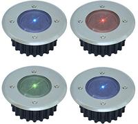 White or Colour Changing Stainless Steel Solar Powered Outdoor LED Deck Decking Lights Waterproof Weather Resistant - Pathway Garden Deck Lawn Patio or Driveway Lights (Multi, x 4)