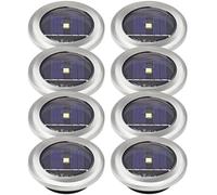 White or Colour Changing Stainless Steel Solar Powered Outdoor LED Deck Decking Lights Waterproof Weather Resistant - Pathway Garden Deck Lawn Patio or Driveway Lights (White, x 8)