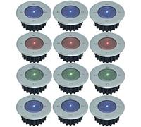 White or Colour Changing Stainless Steel Solar Powered Outdoor LED Deck Decking Lights Waterproof Weather Resistant - Pathway Garden Deck Lawn Patio or Driveway Lights (Multi, x 12)