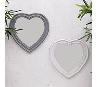 White or Grey Heart Wall Mirror (White)