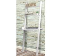 White Or Grey Ladder Desk 2 Shelf Wooden Bedroom Computer Table Work Office Unit EONLION White One Size