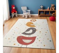 White Orange Modern Animal Pictorial Stain Resistant Rug The Rug Shop UK White 80cm x 150cm