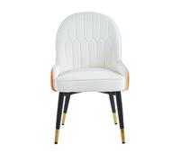 (White & Orange ) Set of 2 Modern Leather Dining Chairs PU Leather Home Dining Chairs