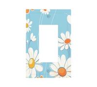 White Orange Yellow Flower Pattern Light Switch Wall Plate Faceplate Cover Single Rocker 1 Gang Decorator Outlet Receptacle Covers for Home Kitchen Room Bathroom Decor