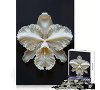 White Orchid Close-Up 1000 Piece Jigsaw Puzzle for Teenagers Smart Training Cozy Pastime Flawless Cut Bday Surprise (50x75cm)