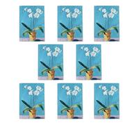 White Orchid Flower Pot Greeting Cards Pack of 8 Botanical Painting Art Note Cards Any Occasion Blank Inside A6 10x15cm