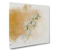 White Orchid Flowers Canvas Print | Gallery Wrapped 30mm Frame Wall Art | 20x20 inches | Ready to Hang | Modern Floral Picture | Living Room Bedroom Lounge Office
