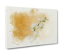 White Orchid Flowers Canvas Print | Gallery Wrapped 30mm Frame Wall Art | 24x16 inches | Ready to Hang | Modern Floral Picture | Living Room Bedroom Lounge Office