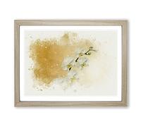 White Orchid Flowers In Abstract Modern Art Framed Print | A3 Oak Framed Wall Art | Ready to Hang | Abstract Floral Picture | Living Room Bedroom Lounge Office