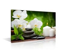 White Orchid Flowers Meditation Black and White Wall Art 1 Panels Realism Zen Scenic Relax Calm Modern Home Decor Print on Canvas Massage Pebble Posters and Prints Framed Ready to Hang (12" Wx18 H)