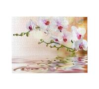 White Orchid In The Pond,500 Pieces Puzzles for Adults-Wooden Jigsaw Puzzle for Adults Elderly