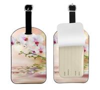 White Orchid in The Pond,Luggage Tags Pu Leather Name Tag Travel Suitcase Identifier ID Tags Durable Baggage Label 2 pcs